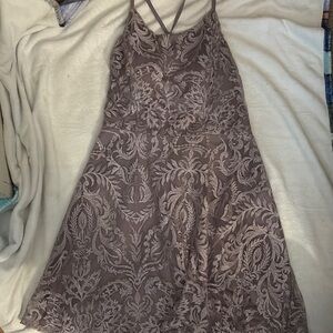 Elegant Lace A-Line Dress in Lavender